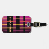 Jouw naam & Modern Weven Stripes Bagagelabel (Voorkant horizontaal)
