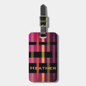 Jouw naam & Modern Weven Stripes Bagagelabel (Voorkant verticaal)