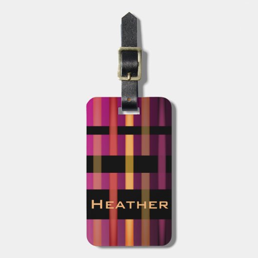 Jouw naam & Modern Weven Stripes Bagagelabel (Voorkant verticaal)