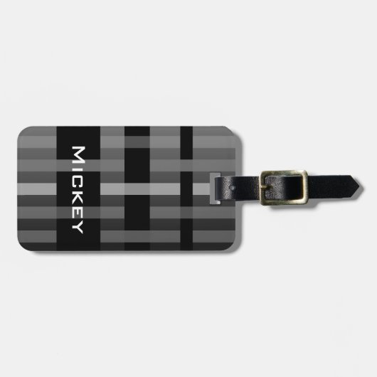 Jouw naam & Modern Weven Stripes Bagagelabel (Voorkant horizontaal)