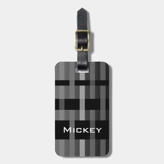 Jouw naam & Modern Weven Stripes Bagagelabel (Voorkant verticaal)