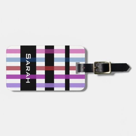 Jouw naam & Modern Weven Stripes Bagagelabel (Voorkant horizontaal)