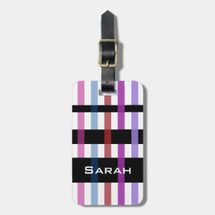 Jouw naam & Modern Weven Stripes Bagagelabel