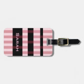 Jouw naam & Modern Weven Stripes Mauve & Roze Bagagelabel (Voorkant horizontaal)