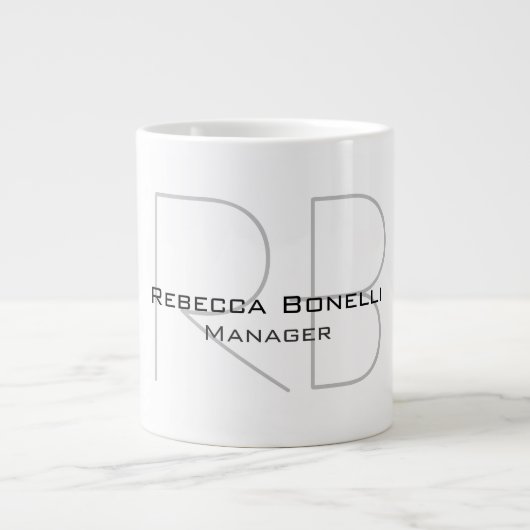 Jouw naam Monogram Uw titel Modern Grote Koffiekop (Voorkant)