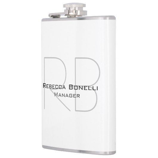 Jouw naam Monogram Uw titel Modern Heupfles (Links)