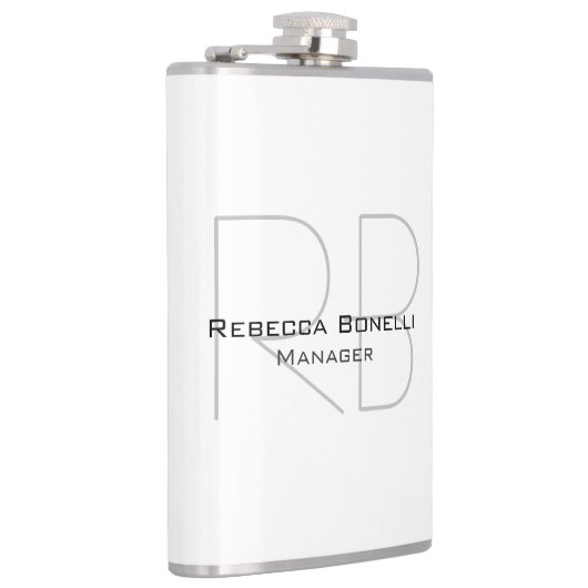 Jouw naam Monogram Uw titel Modern Heupfles (Rechts)