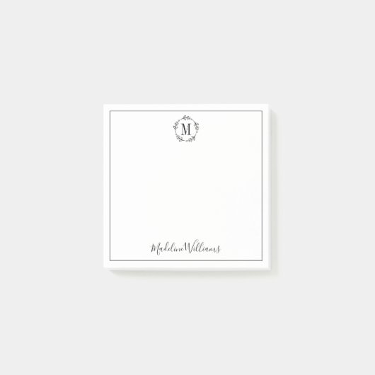 Jouw naam & Monogram Wreath Post-it® Notes (Voorkant)