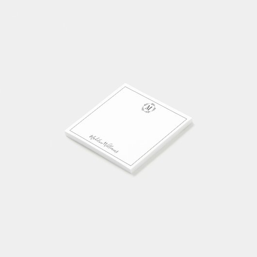 Jouw naam & Monogram Wreath Post-it® Notes (Schuin)