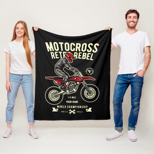 Jouw naam Motocross Rebelkampioenschap rebellenkru Fleece Deken (In situ)
