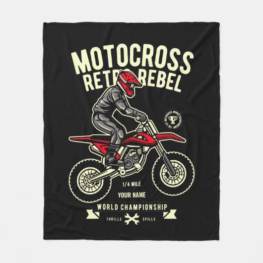 Jouw naam Motocross Rebelkampioenschap rebellenkru Fleece Deken (Voorkant)