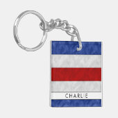 Jouw naam + Nautical Signal Flag C Charlie Sleutelhanger (Voorkant Links)