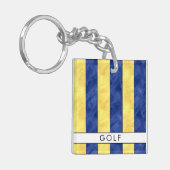 Jouw naam + Nautical Signal Flag G Golf Sleutelhanger (Voorkant Links)