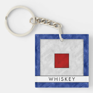 Jouw naam + Nautical Signal Flag W Whiskey Sleutelhanger