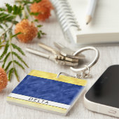 Jouw naam + Nautisch signaal Vlag D Delta Sleutelhanger (Voorkant Rechts)