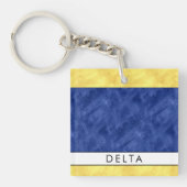 Jouw naam + Nautisch signaal Vlag D Delta Sleutelhanger (Voorkant)