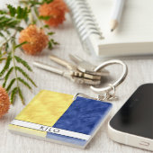 Jouw naam + Nautisch signaal Vlag K Kilo Sleutelhanger (Voorkant Rechts)