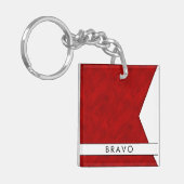 Jouw naam + Nautische Signaalvlag B Bravo Sleutelhanger (Voorkant Links)