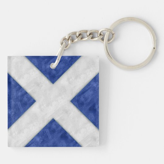 Jouw naam + Nautische Signaalvlag M Mike Sleutelhanger (Achterkant)