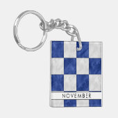 Jouw naam + Nautische Signaalvlag N november Sleutelhanger (Voorkant Links)