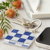 Jouw naam + Nautische Signaalvlag N november Sleutelhanger (Voorkant Rechts)