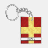 Jouw naam + nautische signaalvlag R Romeo Sleutelhanger (Voorkant Links)
