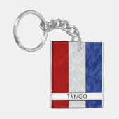 Jouw naam + Nautische Signaalvlag T Tango Sleutelhanger (Voorkant Links)