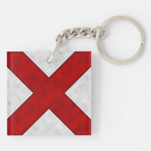 Jouw naam + Nautische Signaalvlag V Victor Sleutelhanger (Achterkant)