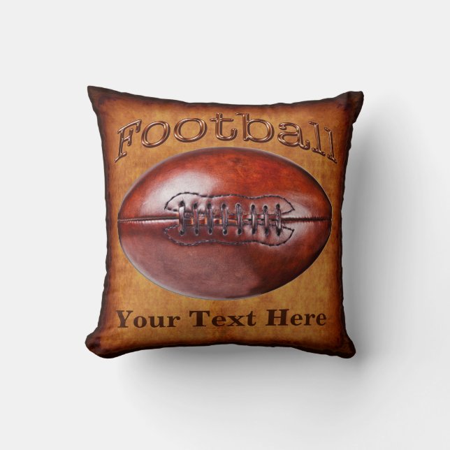 JOUW NAAM, NUMMER Coolste Vintage Voetbal Kussen (Voorkant)