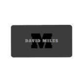 Jouw naam of bedrijfsnaam | Modern mannelijk grijs Etiket (Voorkant)