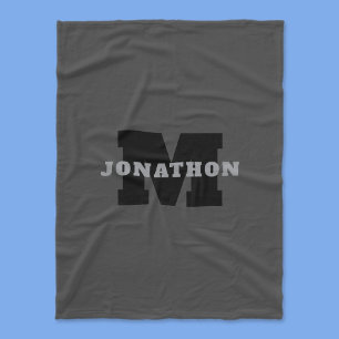 Jouw naam of bedrijfsnaam   Modern mannelijk grijs Fleece Deken