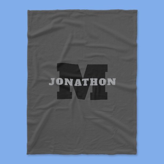 Jouw naam of bedrijfsnaam | Modern mannelijk grijs Fleece Deken