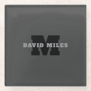 Jouw naam of bedrijfsnaam   Modern mannelijk grijs Glazen Onderzetter