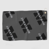 Jouw naam of bedrijfsnaam | Modern mannelijk grijs Golfhanddoek (Horizontaal)