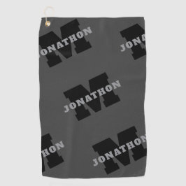 Jouw naam of bedrijfsnaam | Modern mannelijk grijs Golfhanddoek