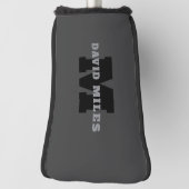 Jouw naam of bedrijfsnaam | Modern mannelijk grijs Golfheadcover (Draai 90)