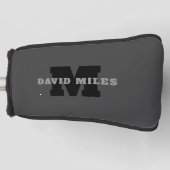 Jouw naam of bedrijfsnaam | Modern mannelijk grijs Golfheadcover (Voorkant)
