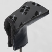 Jouw naam of bedrijfsnaam | Modern mannelijk grijs Golfheadcover (3/4 voorkant)