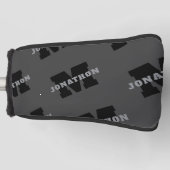 Jouw naam of bedrijfsnaam | Modern mannelijk grijs Golfheadcover (Voorkant)