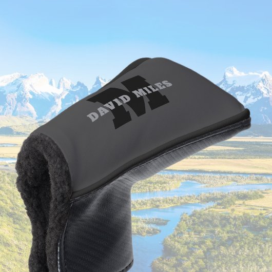 Jouw naam of bedrijfsnaam | Modern mannelijk grijs Golfheadcover