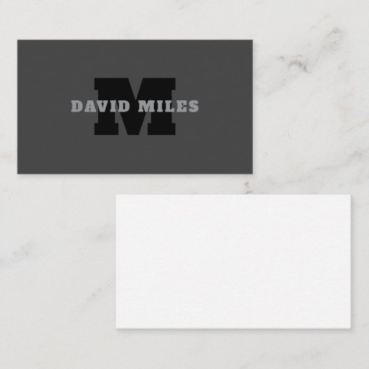 Jouw naam of bedrijfsnaam | Modern mannelijk grijs Informatiekaartje (Voorkant / Achterkant)