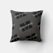 Jouw naam of bedrijfsnaam | Modern mannelijk grijs Kussen (Achterkant)