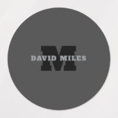 Jouw naam of bedrijfsnaam | Modern mannelijk grijs Labels (Design 1)