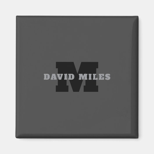 Jouw naam of bedrijfsnaam | Modern mannelijk grijs Magneet (Voorkant)