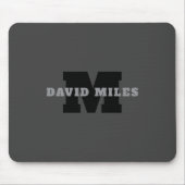 Jouw naam of bedrijfsnaam | Modern mannelijk grijs Muismat (Voorkant)