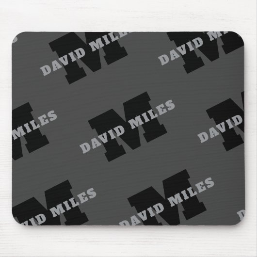 Jouw naam of bedrijfsnaam | Modern mannelijk grijs Muismat (Voorkant)