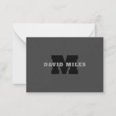 Jouw naam of bedrijfsnaam | Modern mannelijk grijs Notitiekaartje (Voorkant)