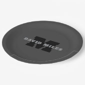 Jouw naam of bedrijfsnaam | Modern mannelijk grijs Papieren Bordje (Gekanteld)