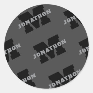 Jouw naam of bedrijfsnaam   Modern mannelijk grijs Ronde Sticker