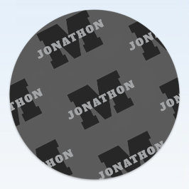 Jouw naam of bedrijfsnaam | Modern mannelijk grijs Ronde Sticker